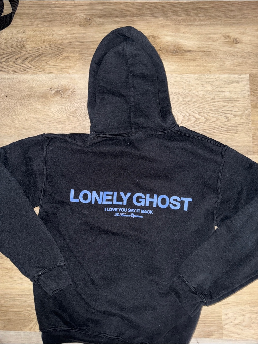 LONELY GHOST Black Crewneck Sweatshirt with Blue Logo - Picture 4 of 7